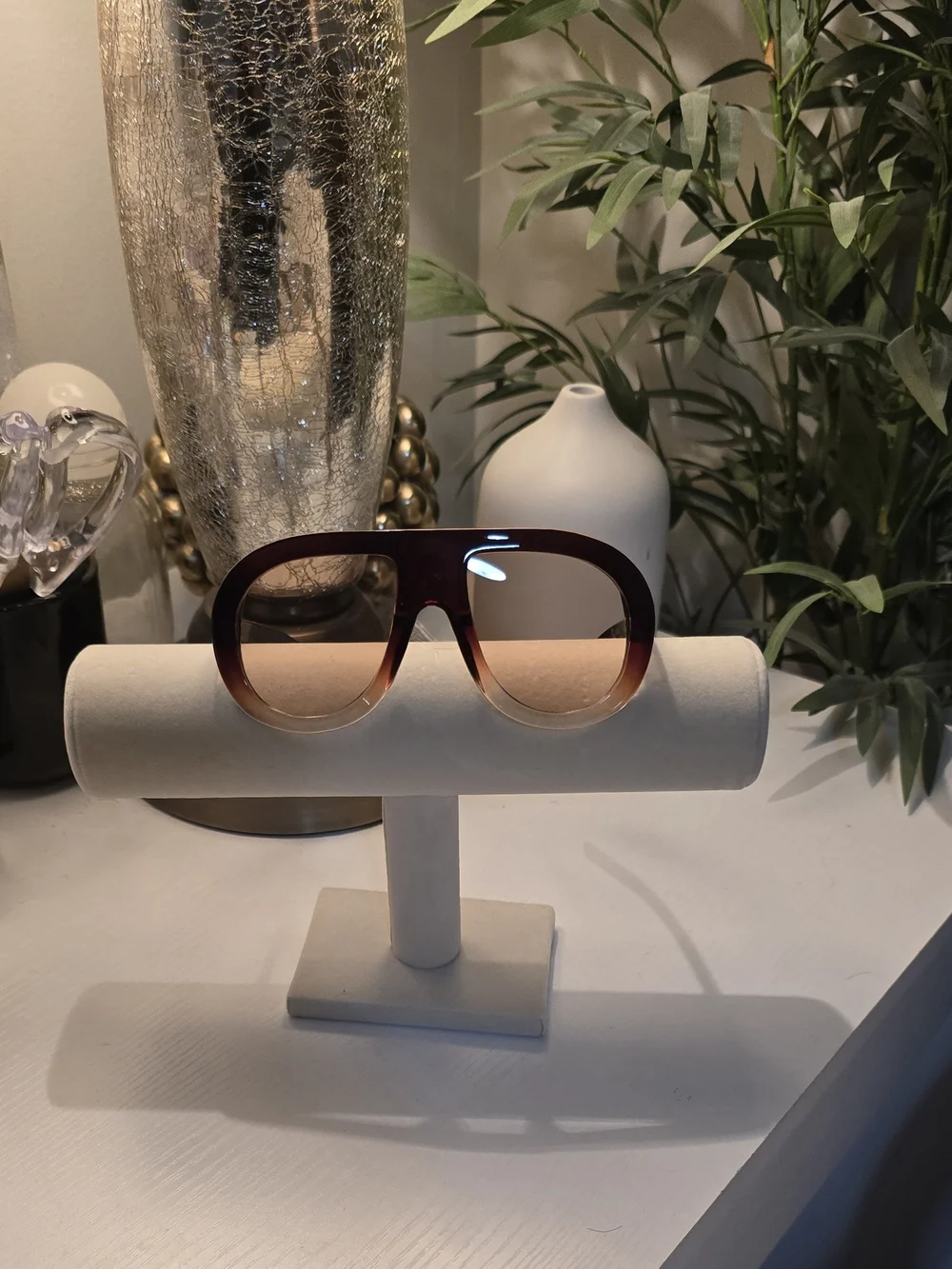 Brown Gradient Oversized Shield Sunglasses - Unbranded